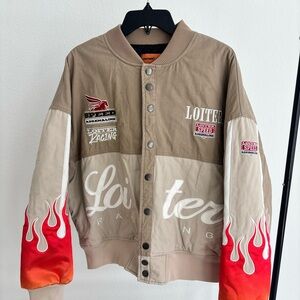 Racing Tan and Red Men's Bomber Jacket